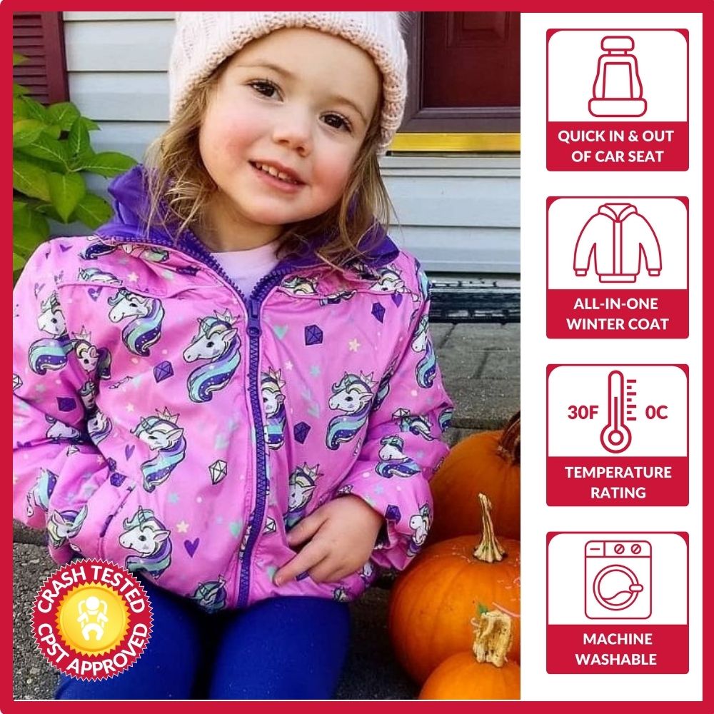Car Seat Coat | The Road Coat Transition - Unicorn Print
