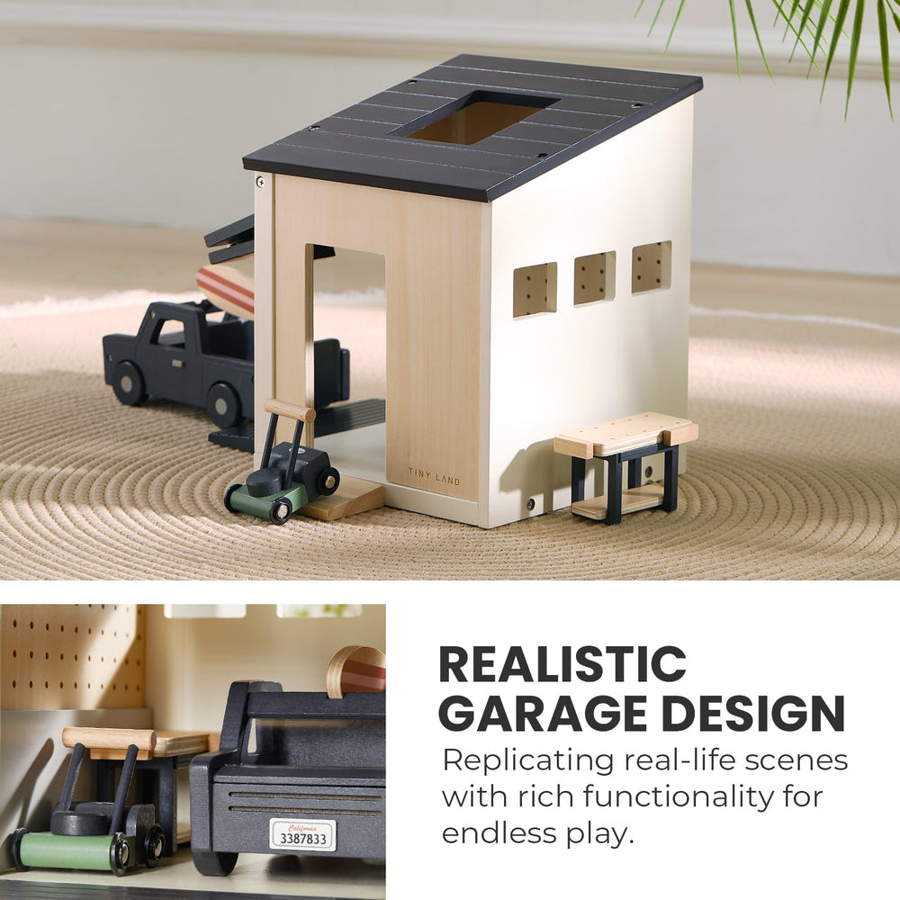 Tiny Land® Wooden Dollhouse Garage - a charming toy for imaginative play and creative storytelling.