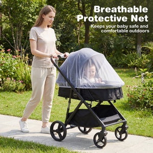 2 in 1 Baby Stroller with Bassinet, high landscape, reversible seat, and canopy, viewed from angle 13.