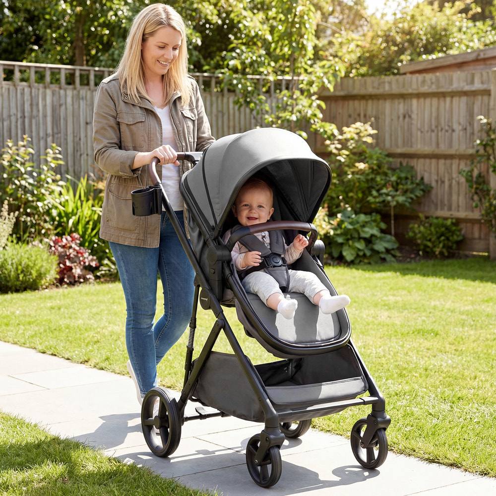 2 in 1 Baby Stroller with Bassinet Mode, High Landscape, Reversible Seat, and Canopy for infants and toddlers.