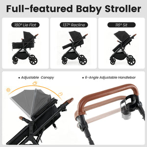 2-in-1 Convertible Baby Stroller with Car Seat Adapters