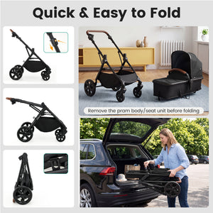 2-in-1 Convertible Baby Stroller with Car Seat Adapters