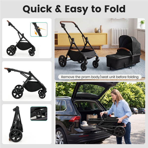 2-in-1 Convertible Baby Stroller with Car Seat Adapters