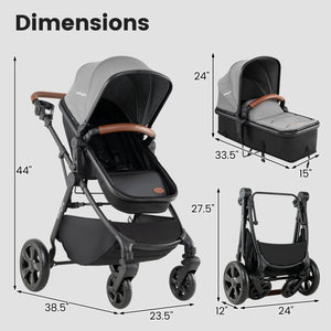 2-in-1 Convertible Baby Stroller with Car Seat Adapters