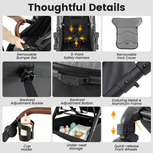 2-in-1 Convertible Baby Stroller with Car Seat Adapters