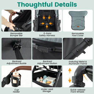 2-in-1 Convertible Baby Stroller with Car Seat Adapters