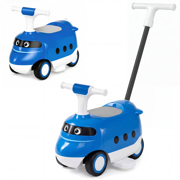 2-in-1 Ride On Push Car for Toddlers 1-3 Years Old with Horn