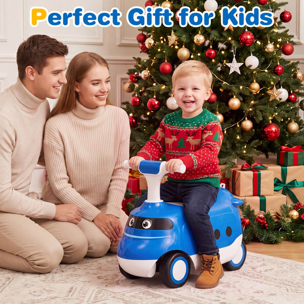 2-in-1 Ride On Push Car for Toddlers 1-3 Years Old with Horn