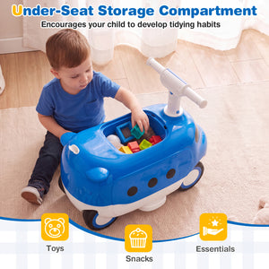 2-in-1 Ride On Push Car for Toddlers 1-3 Years Old with Horn
