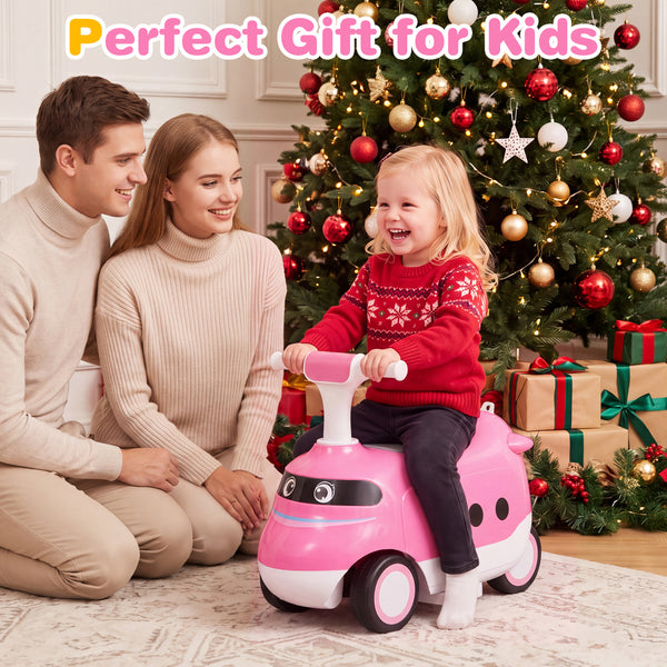 2-in-1 Ride On Push Car for Toddlers 1-3 Years Old with Horn