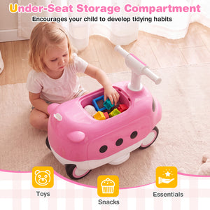 2-in-1 Ride On Push Car for Toddlers 1-3 Years Old with Horn
