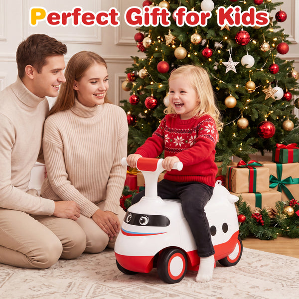 2-in-1 Ride On Push Car for Toddlers 1-3 Years Old with Horn