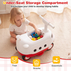 2-in-1 Ride On Push Car for Toddlers 1-3 Years Old with Horn