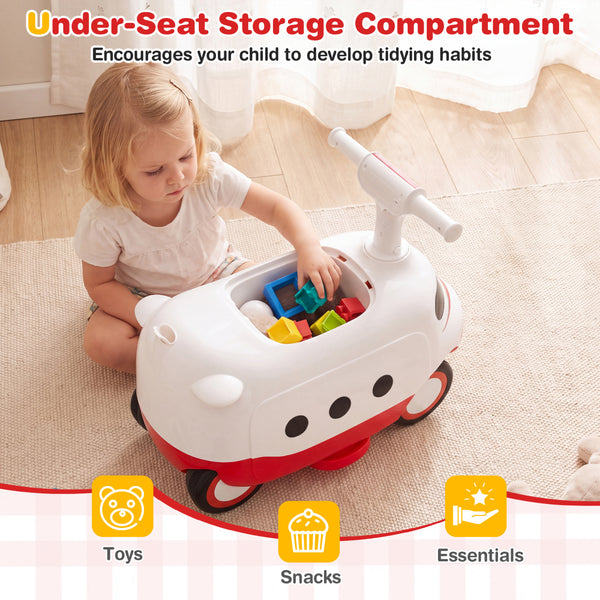 2-in-1 Ride On Push Car for Toddlers 1-3 Years Old with Horn