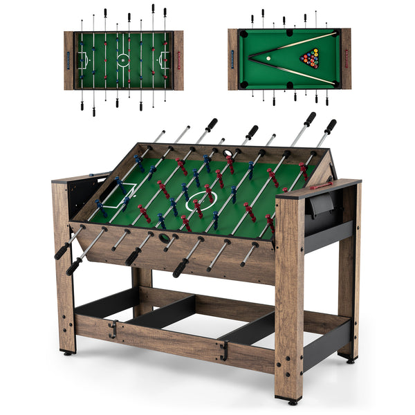 2-in-1 Swivel Foosball and Pool Combo Game Table - Sturdy Build