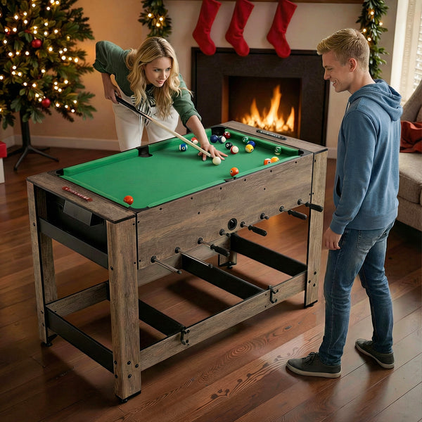2-in-1 Swivel Foosball and Pool Combo Game Table - Sturdy Build