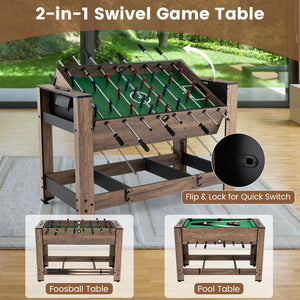 2-in-1 Swivel Foosball and Pool Combo Game Table - Sturdy Build