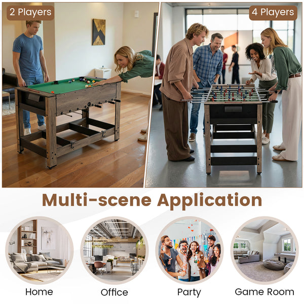 2-in-1 Swivel Foosball and Pool Combo Game Table - Sturdy Build