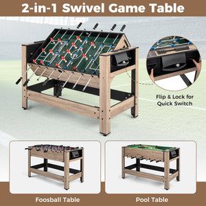 2-in-1 Swivel Game Table for Teens Adults - Sturdy Build for Kids & Family