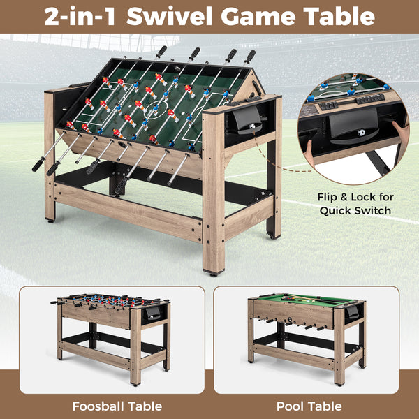 2-in-1 Swivel Game Table for Teens Adults - Sturdy Build for Kids & Family