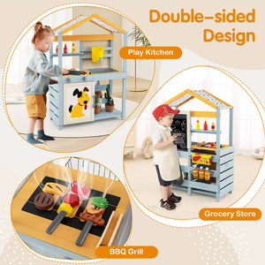 2 in 1 Wooden Mud Kitchen with Removable Water Box  and Storage Bag