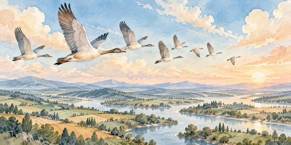 Watercolor Migratory Birds Wall Mural, image 3