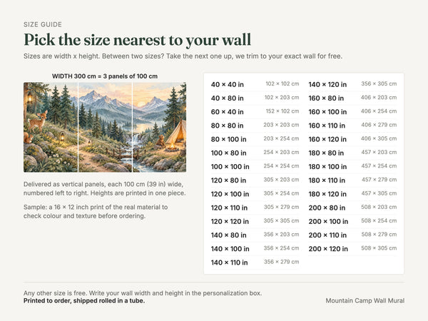 Watercolor Mountain Camp Camping Wall Mural, image 5