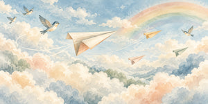 Watercolor Paper Planes Wall Mural, image 3