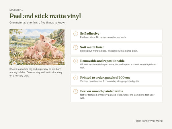 Watercolor Piglet Family Farm Wall Mural, image 7