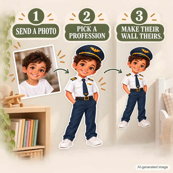Personalized Pilot Wall Decal from Photo, Dream Job Sticker, image 15