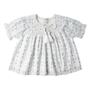 Organic Smocked Top & Shorts Set - Blue Vines