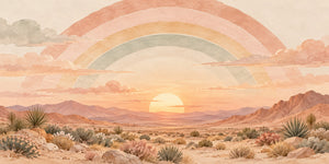 Watercolor Desert Sunset Rainbow Wall Mural, image 2