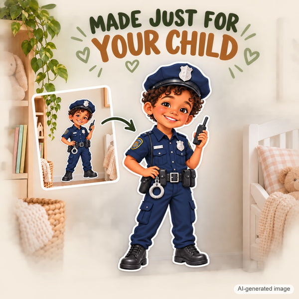 Personalized Police Officer Wall Decal from Photo, Dream Job Sticker, image 14