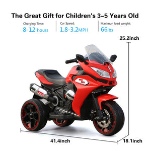 Kids' 12V Electric Motorcycle with Light-Up Training Wheels