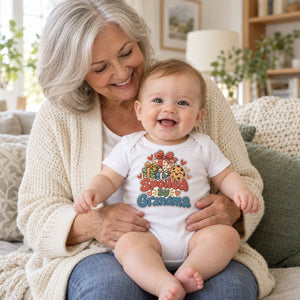 Grandma holding baby in the Spoiled By Grandma baby bodysuit