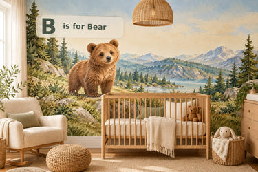 Watercolor B is for Bear Alphabet Wall Mural, image 1