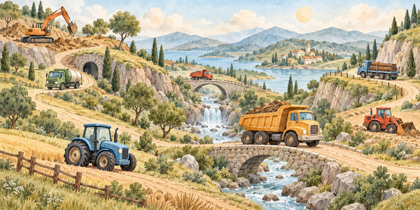Watercolor Vehicle Landscape Wall Mural, image 3