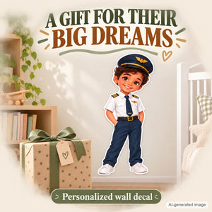 Personalized Pilot Wall Decal from Photo, Dream Job Sticker, image 10