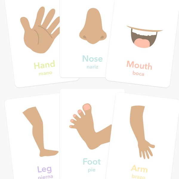 "Body Parts Flashcards for babies, promoting early learning and sensory play, shown from angle 2."