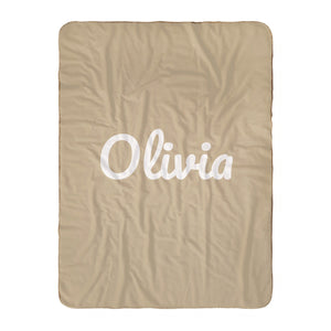Classic Name sherpa baby blanket in oatmeal