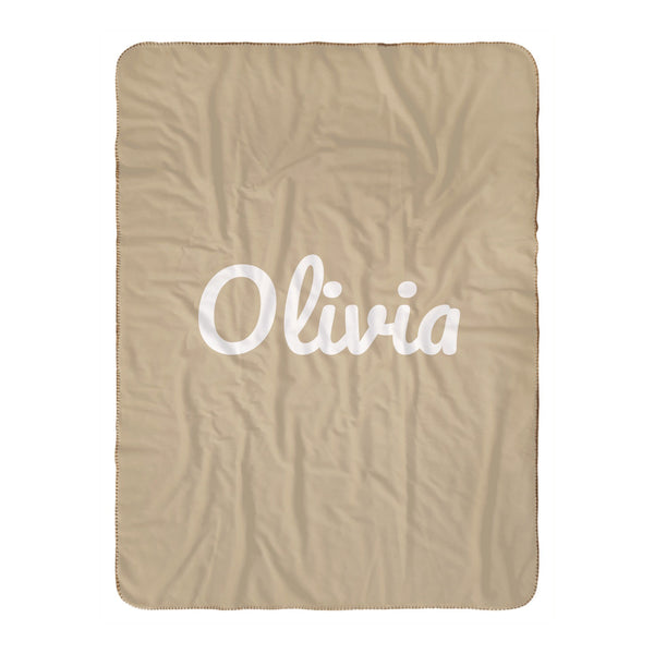 Classic Name sherpa baby blanket in oatmeal