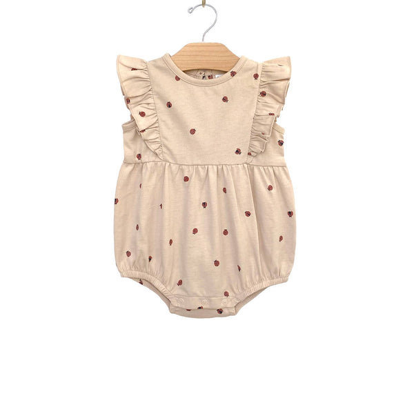 Flutter Sleeve Romper - Ladybugs