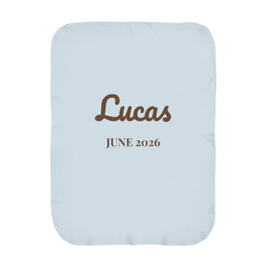 Name and Birth Month swaddle blanket in sky