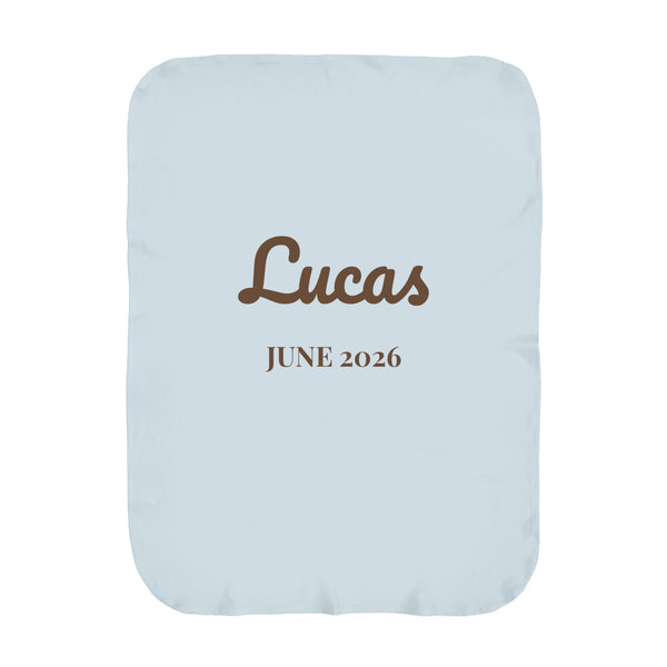 Name and Birth Month swaddle blanket in sky
