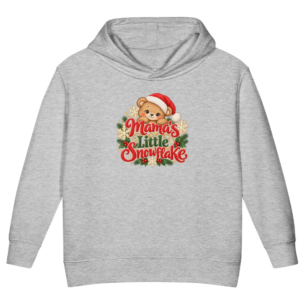 Mama's Little Snowflake toddler hoodie in white, front view