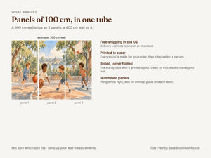 Watercolor Kids Playing Basketball Wall Mural, image 8