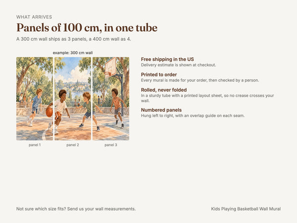 Watercolor Kids Playing Basketball Wall Mural, image 8