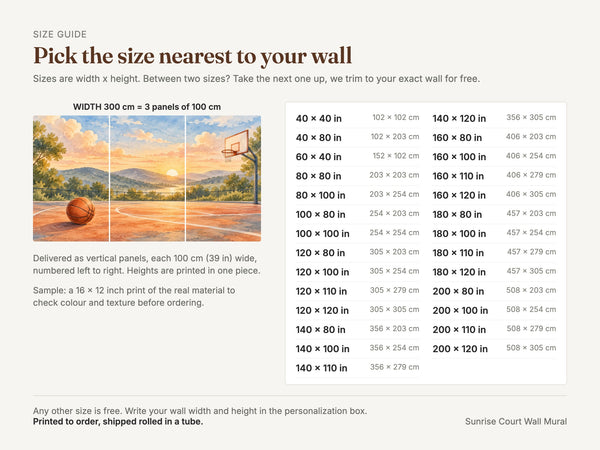 Watercolor Sunrise Court Basketball Wall Mural, image 5