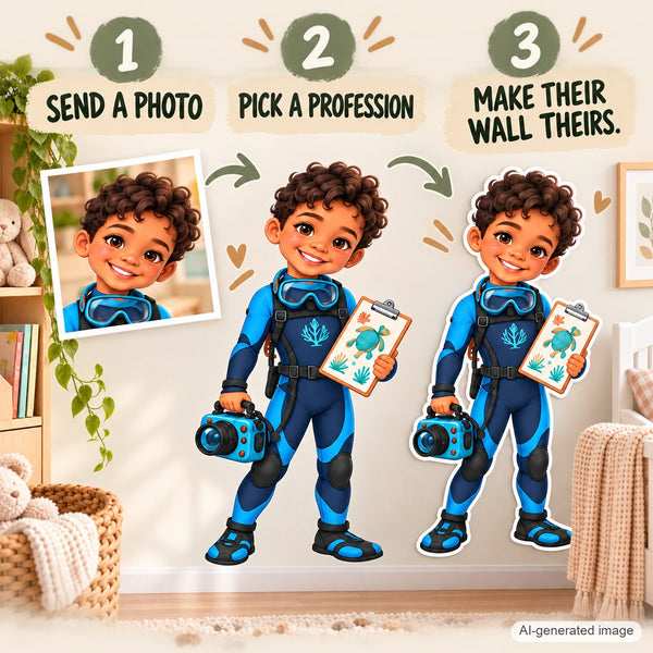 Personalized Marine Biologist Wall Decal from Photo, Dream Job Sticker, image 15