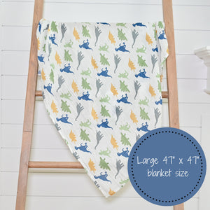 Dinosaur Swaddle Blankets, Dino Adventure: 47" x 47" 100% Muslin Cotton